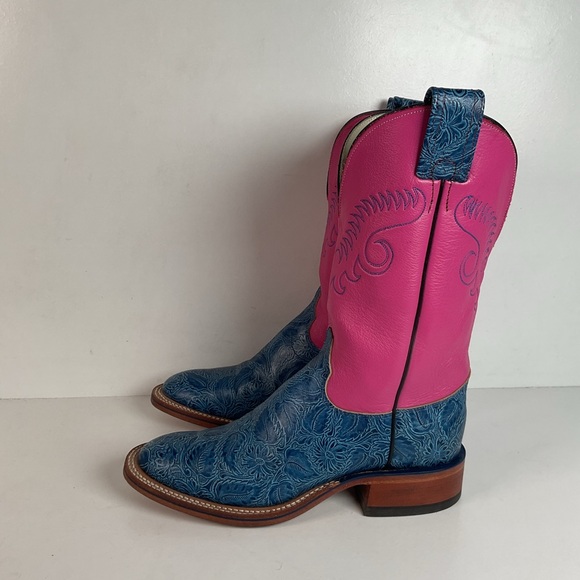 Olathe Tooled Cowgirl Roper Boots 7 B Barbie Pink Upper - Picture 7 of 14